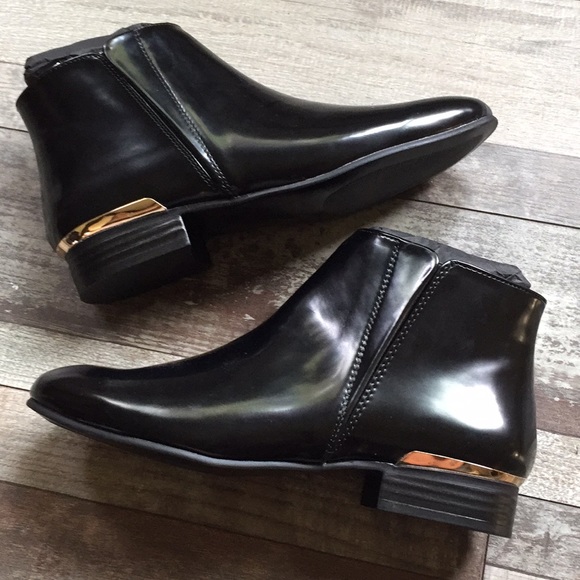 ankle boots with gold trim